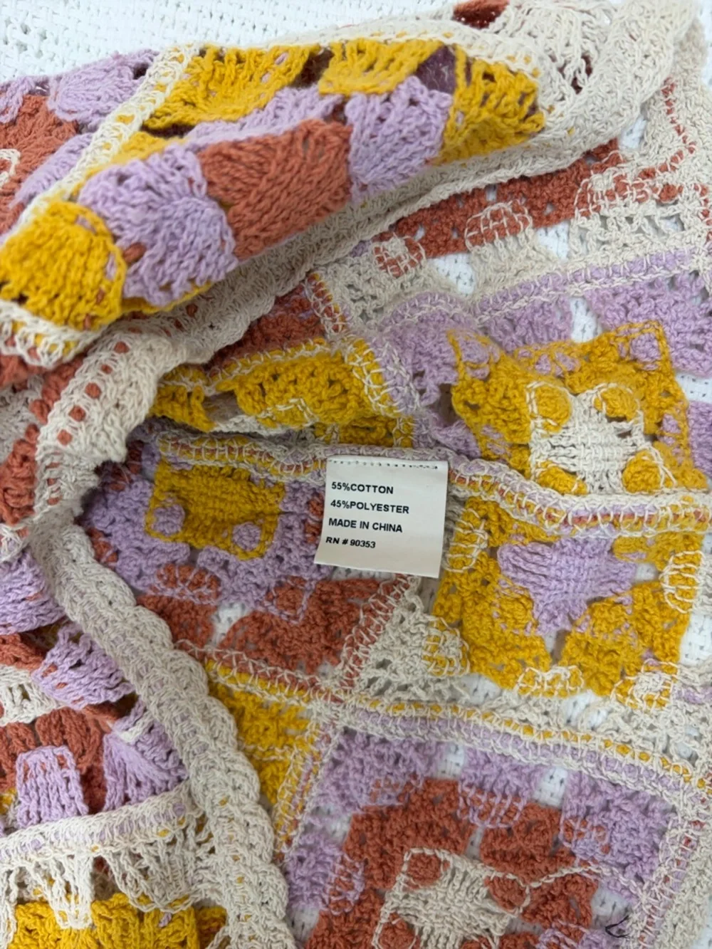 Rebellion Again Crochet Granny Square Knit Crop Top in pastel Colors. Size Large - Picture 8 of 12
